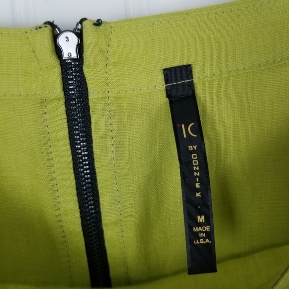 IC By Connie K Womens Linen Asymmetrical Hem Dress Size Medium Green Lagenlook - Picture 4 of 5